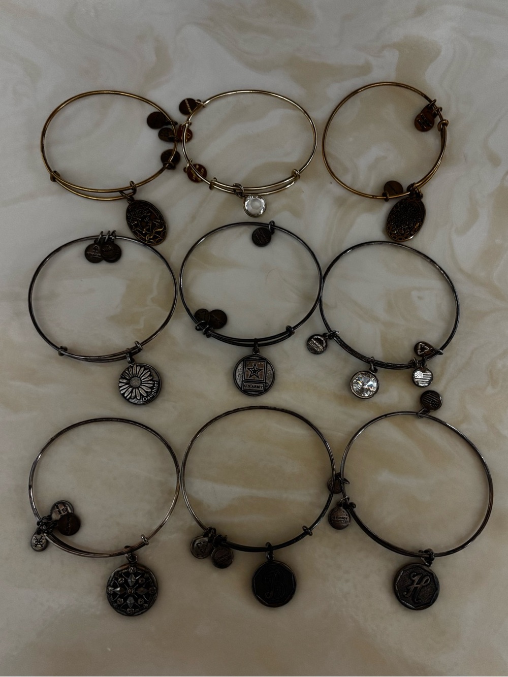 Lot of 9 Alex and Ani Bracelets